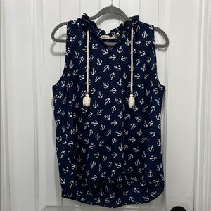 Liberty Love Navy Anchor Print Tank Top